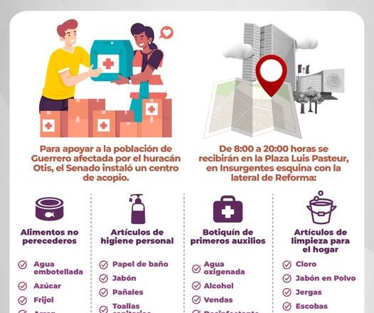 Llama el Senado a contribuir con víveres en centro de acopio para damnificados de Guerrero 