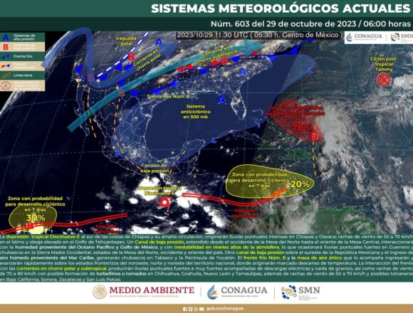 Domingo con lluvias fuertes a muy fuertes en regiones de Oaxaca