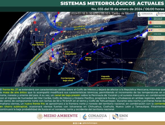 Pronostican día con ambiente fresco y vientos del norte moderados