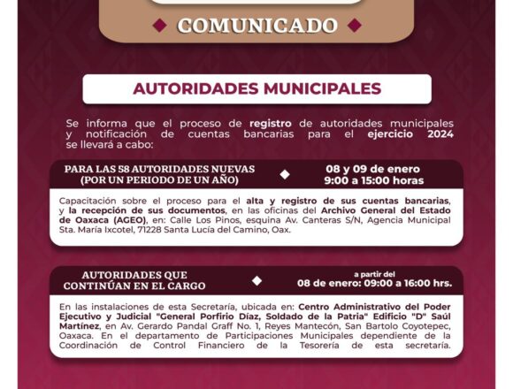 Iniciará Sefin proceso de registro y acreditación de cuentas bancarias de nuevas autoridades municipales