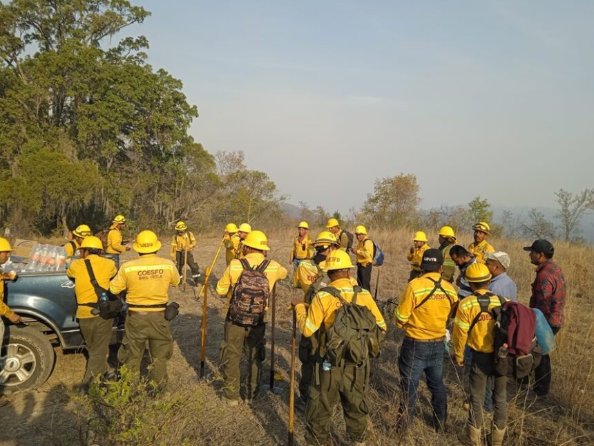 Continúa la atención de incendio forestal en San Francisco Telixtlahuaca