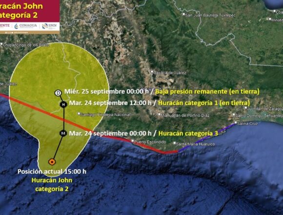 CEPCyGR- John categoría 2 (2) Suspenden clases en regiones Istmo de Tehuantepec, Costa y Sierra Sur por huracán John categoría 2