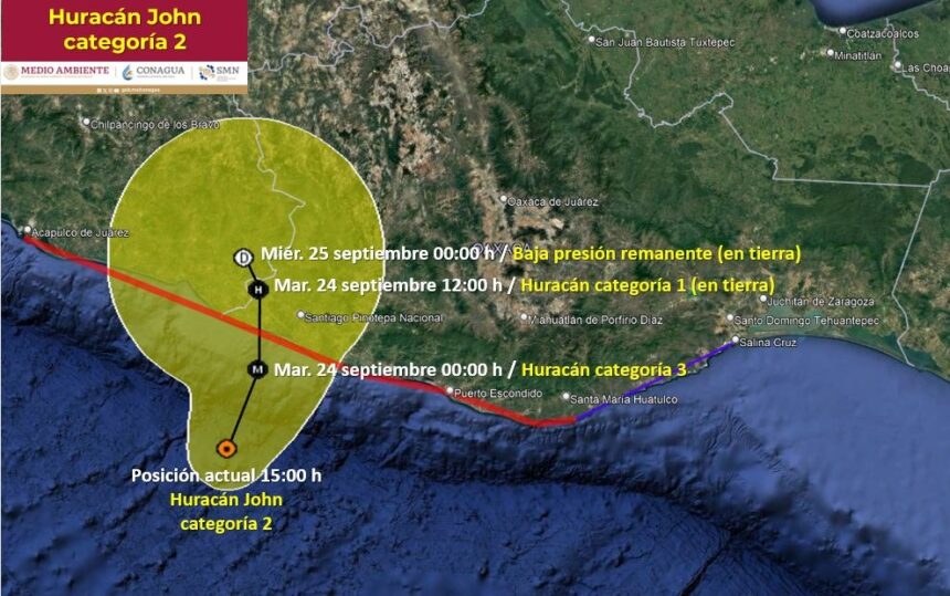 Suspenden clases en regiones Istmo de Tehuantepec, Costa y Sierra Sur por huracán John categoría 2