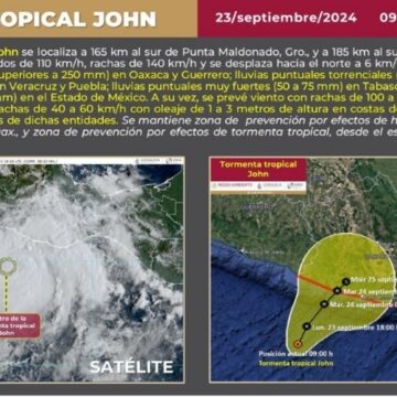 Tormenta tropical John se fortalece y aproxima a las costas de Oaxaca