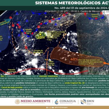 Continuarán las lluvias por onda tropical número 20