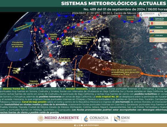 Continuarán las lluvias por onda tropical número 20