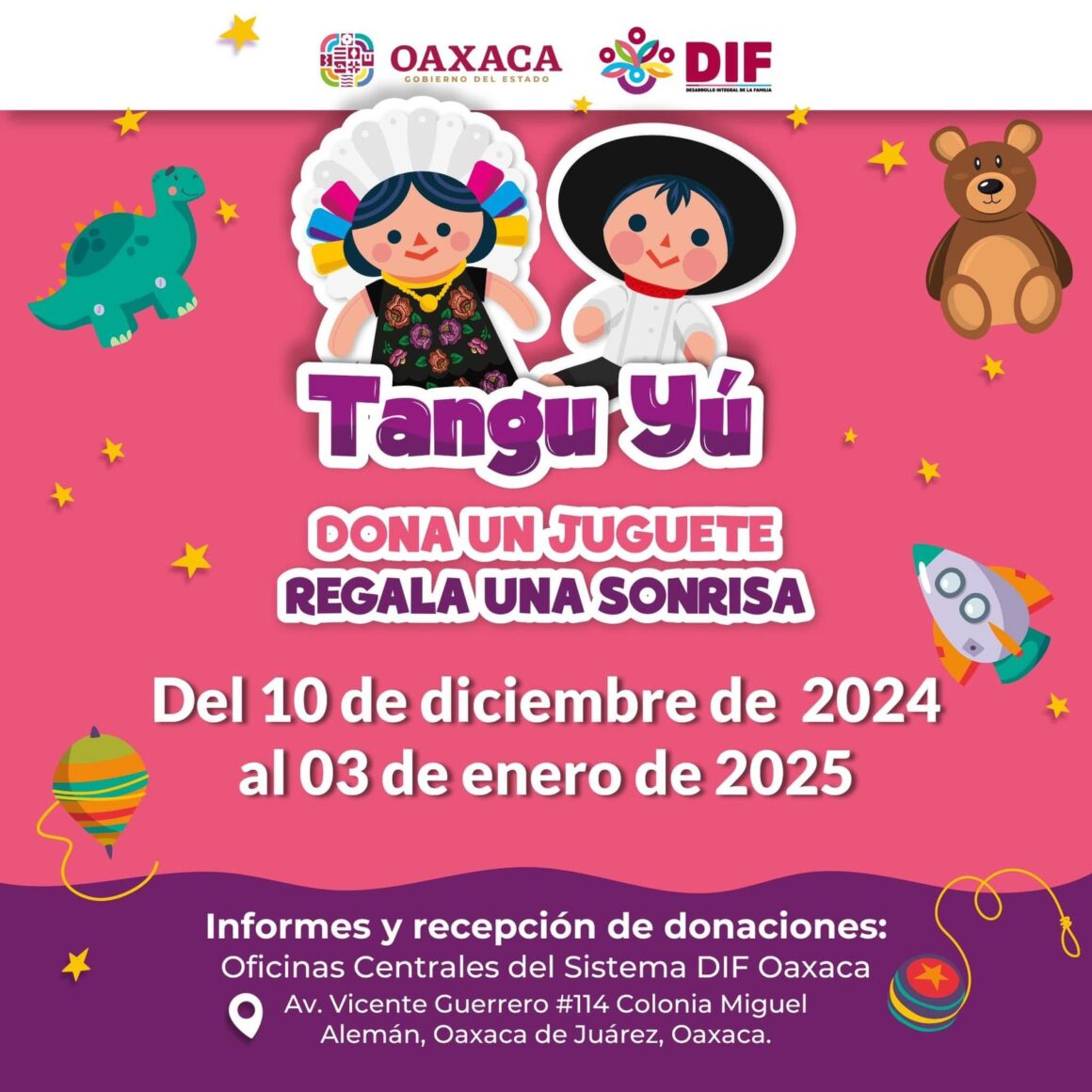 DIF Reitera DIF Oaxaca invitación para sumarse a “TanguYú, dona un juguete, regala una sonrisa”
