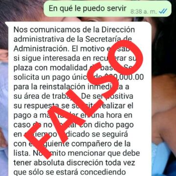 Desmiente Secretaría de Administración cobros relacionados con reinstalación de bases