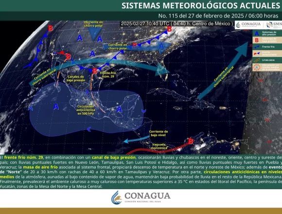 IMG-20250227-WA0022.jpg Traerá frente frío 29 nublados con lluvias en la mitad norte del estado
