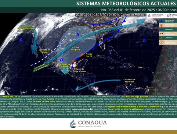 Pronóstico (2) Alerta Protección Civil por evento de norte en el Istmo