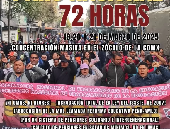 CNTE convoca a paro nacional de 72 horas en defensa de pensiones y derechos laborales
