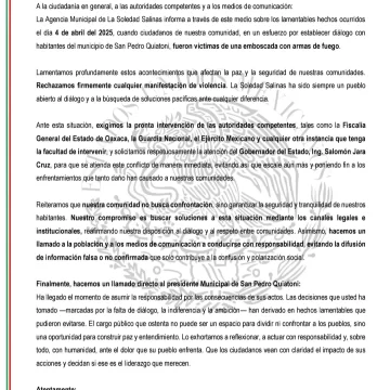 Emboscada armada en Quiatoni deja tensión entre comunidades: La Soledad Salinas exige intervención inmediata de autoridades