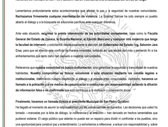 IMG-20250405-WA0029.jpg Emboscada armada en Quiatoni deja tensión entre comunidades: La Soledad Salinas exige intervención inmediata de autoridades