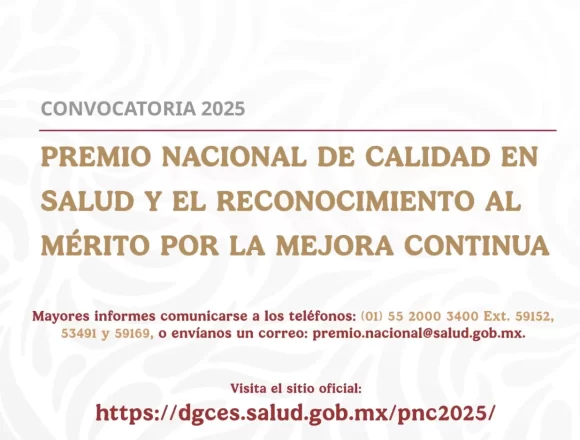 Abren convocatoria al Premio Nacional de Calidad en Salud y el Reconocimiento al Mérito por la Mejora Continua 2025