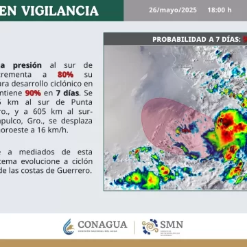 Informa Protección Civil sobre formación de un posible desarrollo ciclónico al sur de Guerrero