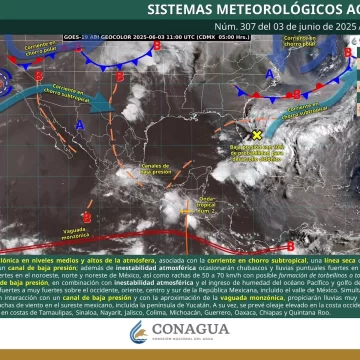 Continuará presencia de nubosidad en gran parte del estado, con presencia de lluvias en sierras 