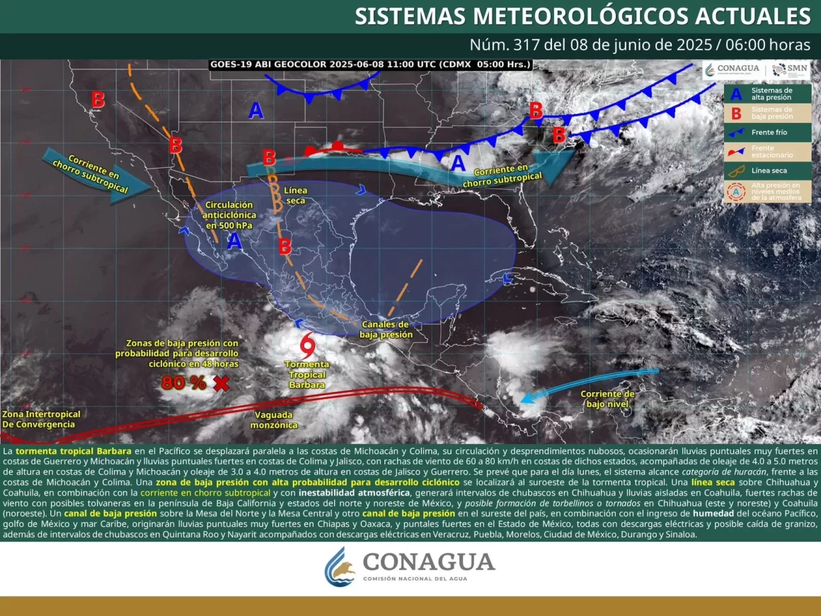 Zona de baja presión frente a Guerrero y Michoacán podría convertirse en Depresión Tropical 