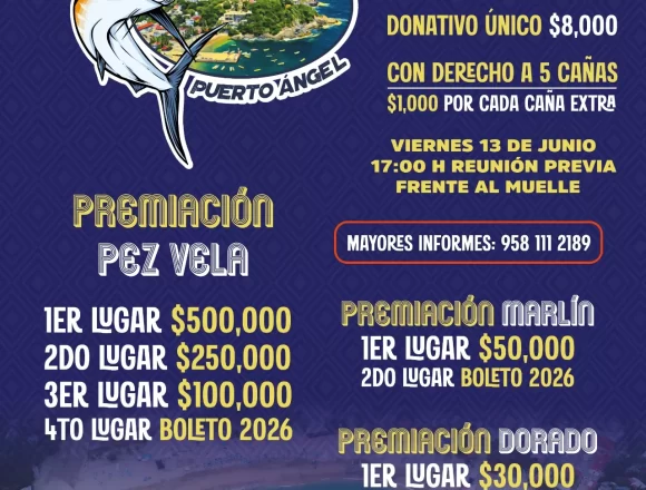 Fijan nuevas fechas para Segundo Torneo de Pesca Deportiva en Puerto Ángel 2025