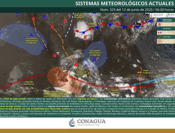 Pronostican lluvias de intensidad variable con tormentas durante la tarde de este jueves