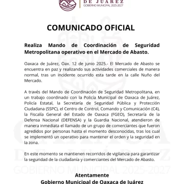 Realiza Mando de Coordinación de Seguridad Metropolitana operativo en el Mercado de Abasto