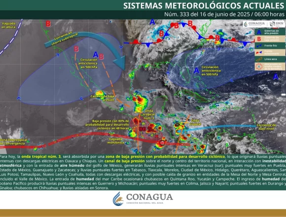 Continuarán lluvias con posible actividad eléctrica en Oaxaca