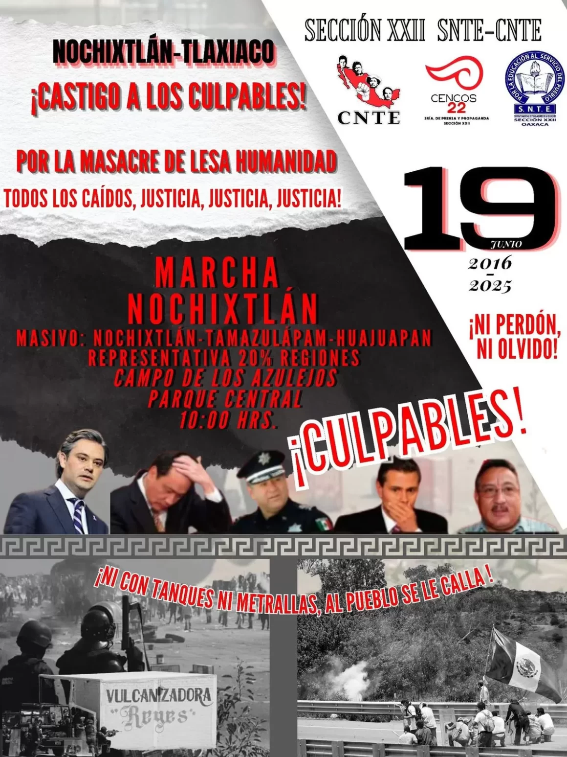 Sección 22 convoca a marchas en Nochixtlán y Tlaxiaco por justicia a víctimas del 19 de junio de 2016