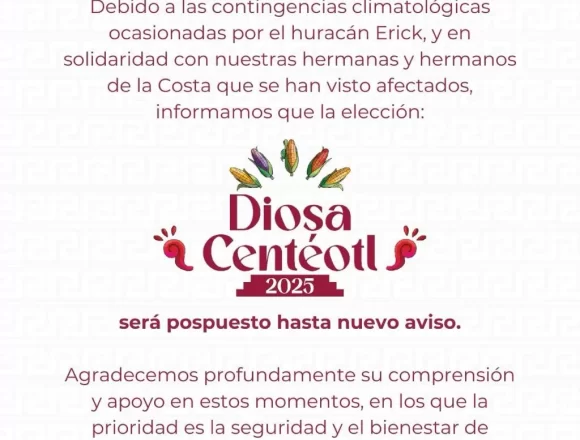 Reprograman proceso de selección de la representante de la Diosa Centéotl 2025