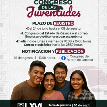 Convoca Congreso de Oaxaca a jóvenes para simular una sesión parlamentaria
