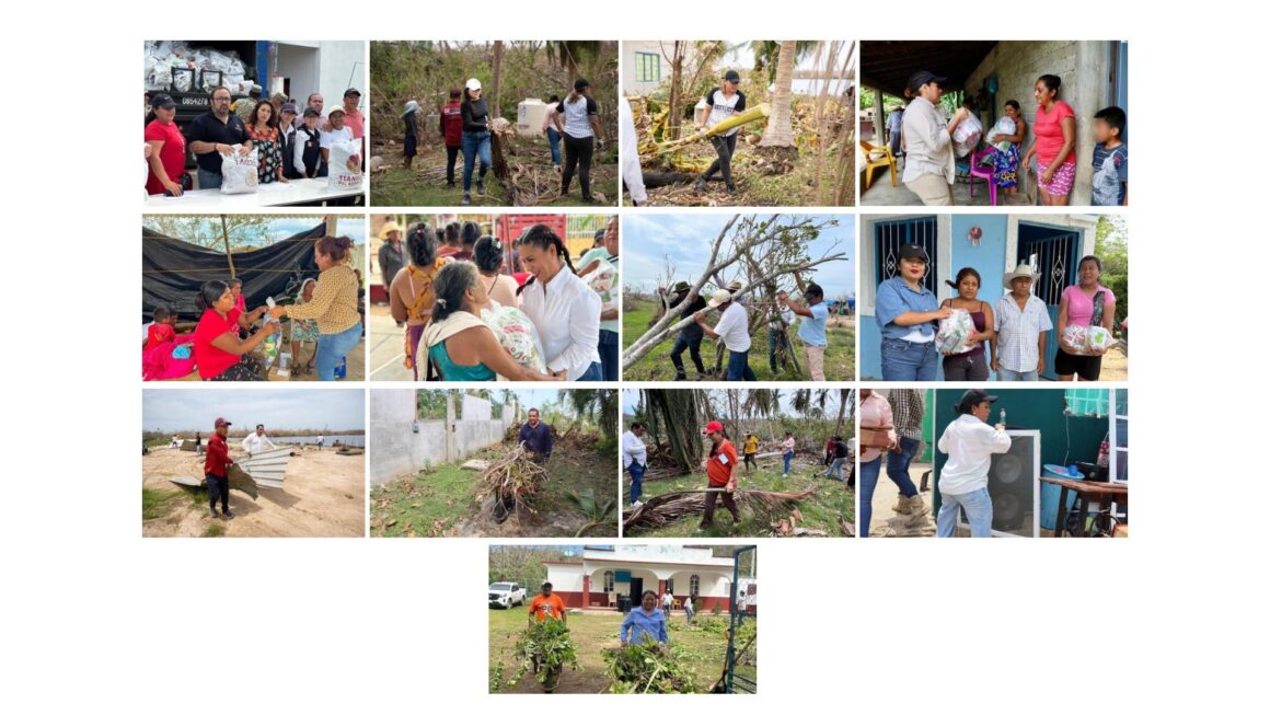 Diputadas y diputados locales apoyan en trabajos de limpieza, remoción de escombros y retiro de árboles en comunidades afectadas por el huracán “Erick”