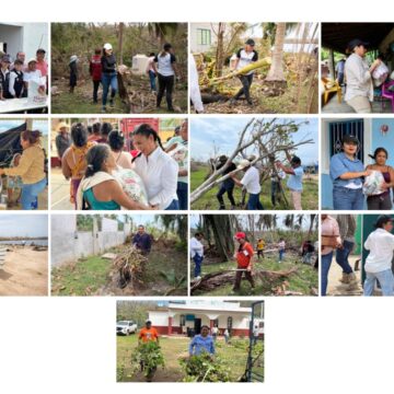 Diputadas y diputados locales apoyan en trabajos de limpieza, remoción de escombros y retiro de árboles en comunidades afectadas por el huracán “Erick”