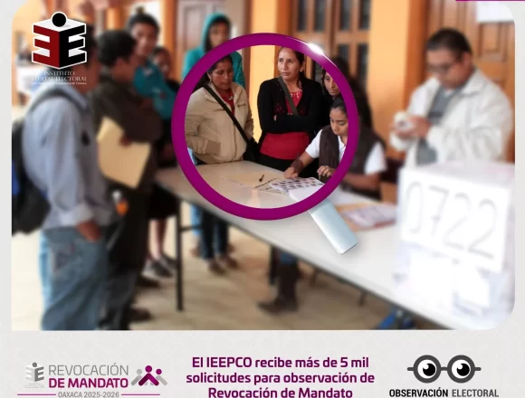 El IEEPCO recibe más de 5 mil solicitudes para observación de Revocación de Mandato