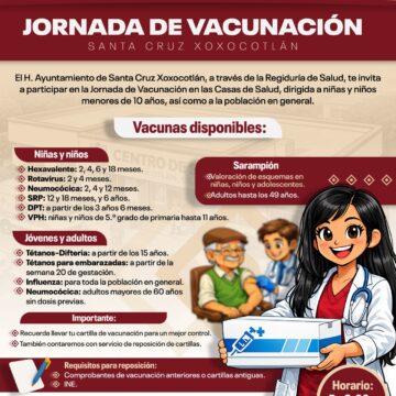 Xoxocotlán realiza intensa jornada de vacunación en colonias y agencias; incluye sarampión