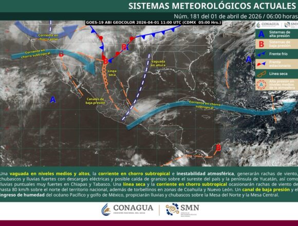Se esperan tormentas, rachas fuertes de viento y posible caída de granizo en Oaxaca
