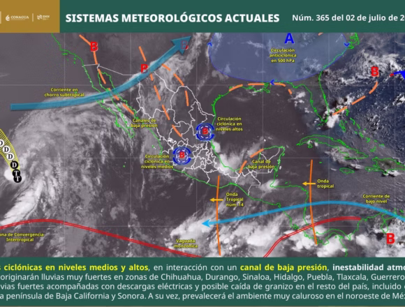Continuarán las lluvias con tormentas y rachas de viento en gran parte del estado