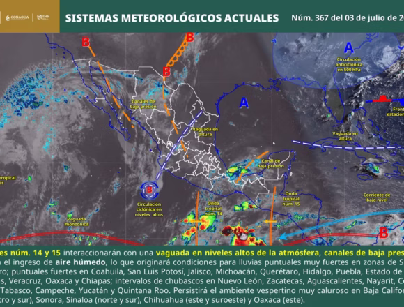 Onda tropical 14 mantendrá lluvias y tormentas en gran parte de Oaxaca
