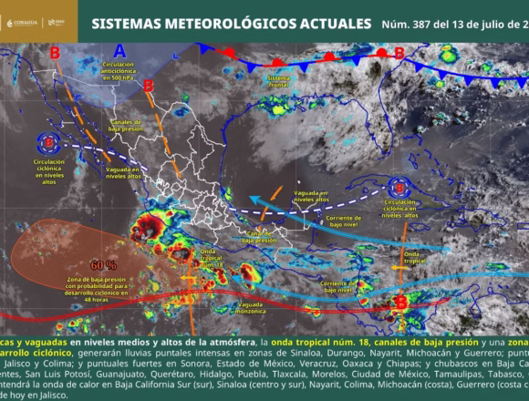 Onda tropical número 18 favorecerá lluvias este lunes en gran parte de Oaxaca