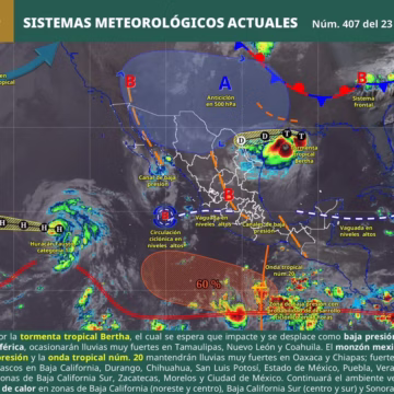 Lluvias, vientos fuertes y mar de fondo marcarán las condiciones del tiempo en Oaxaca 