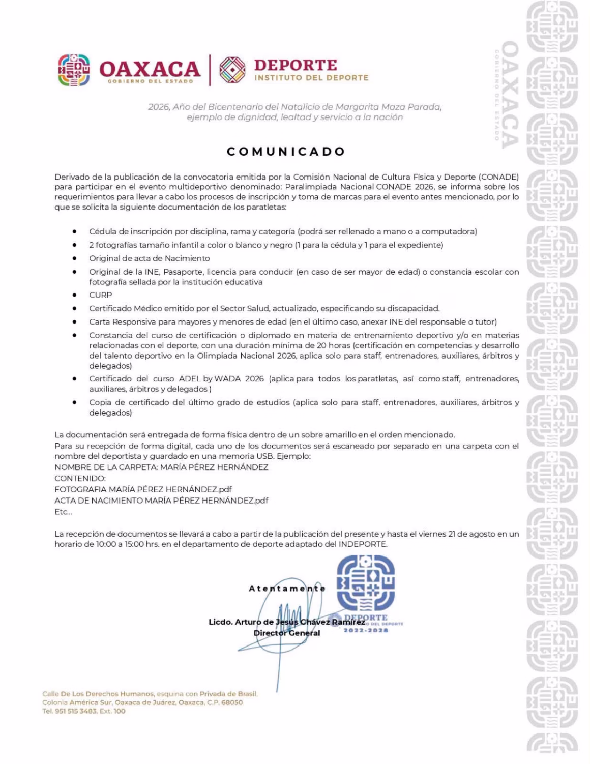 Abren recepción de documentos para la Paralimpiada Nacional CONADE 2026.