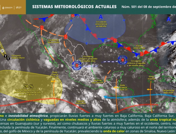 Prevén lluvias generalizadas y tormentas fuertes por ingreso de la onda tropical 37