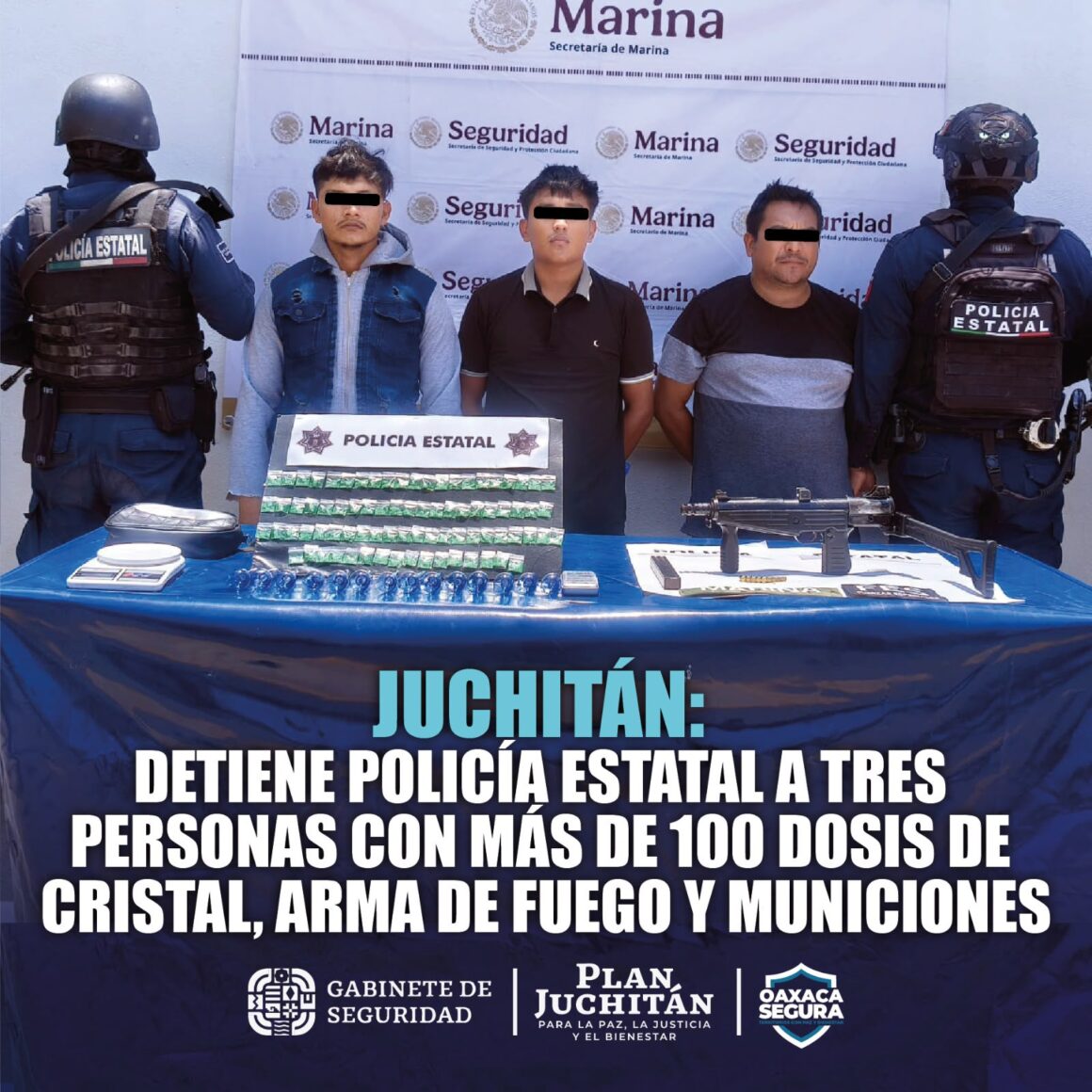 ca0807df-0d8a-406c-901d-f8763d538190 Detiene SSPC a tres personas y asegura presuntas drogas y un arma de fuego en Juchitán